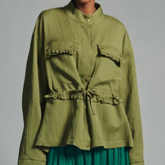 BY ANTHROPOLOGIE Oversized Utility Jacket Moss Green Size Small - Picture 1 of 8
